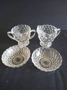 Anchor Hocking Bubble Glass Pieces - Sugar, Cream, Bowls