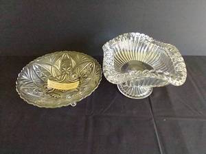 Early American Pattern Glass Fruit Bowl & Cut Glass Bowl