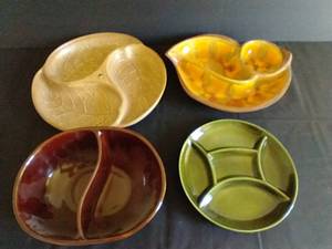 Mid- Century Modern Platters w Colorful Glazes