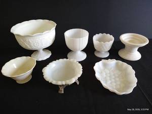 Various Milk Glass Pedestal Bowls