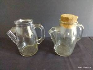 Two Glass Bottles wSpout & Cork Top