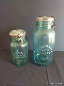 Vintage Aqua McDonald New Perfect Seal Jars w Glass Lids 10