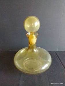 Pretty 9 Thin Yellow Glass Decanter