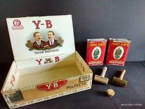 Cigar Box w Tobacco Tins & Razors
