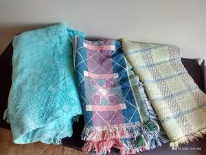 Aqua Vintage Bedspread, Woven Throw & Rug