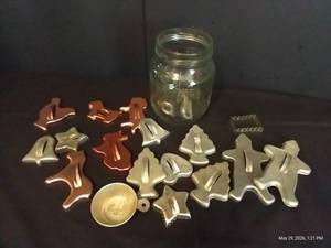Jar of Vintage Metal Cookie Cutters