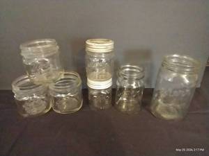Unique Kerr Jars- Square Shoulders, Yellow Sheen, Antique Lids, Etc