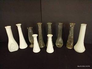 Clear & Milk Glass Vases