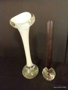 Murano Style Blown Glass Stem Vases