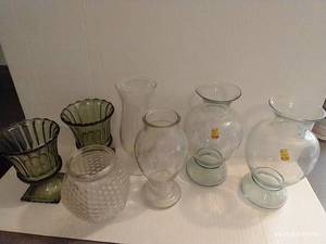 (7) Vases, Including Made in Spain & Green Glass