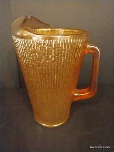 Vintage Jeannette Marigold Tree Bark Carnival Glass Pitcher