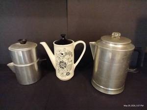 Foley Double Boiler, Ceramic Coffee Pot & Aluminum Kettle