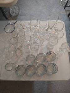 Large Lot of Stemware, Glasses, Juice Cups & Glass Mugs