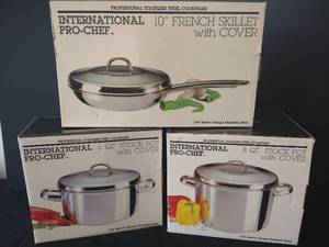 (3) New in Box International Pro-Chef Pots & Pan