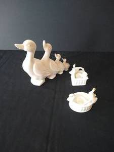 Cute Cottage White Geese Candle Holders & White Ducks