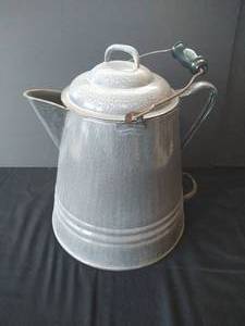 Graniteware Two Handled Cowboy Coffee Pot
