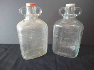 (2) Vintage Home Juice Orange Juice Bottles w Original Lids, 64 fl oz