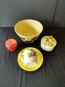 Cottage Core Stoneware Bread Bowl, Apple Containers & Planter