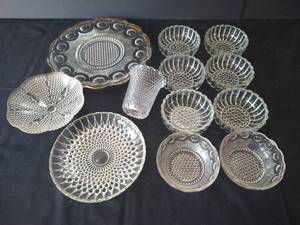 Mixed Glass Plates & Bowls, including Jeannette Glass Berry Bowls, etc.