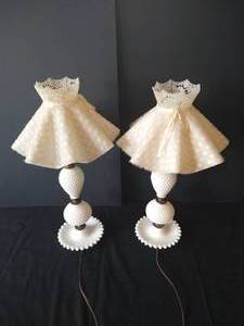 Matching 21 Hobnail Milk Glass Lamps