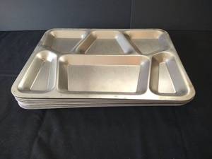 (9) 15.5 Stainless Steel Cafeteria Trays- Heavy