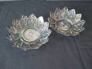 Vintage Federal Glass Clear Iridescent Carnivore Glass Bowls