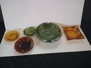 Vintage Colored Glass Ash Trays