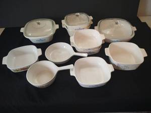 Many Corningware Casserole Pans w Some Lids
