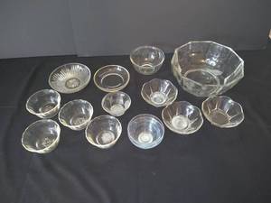 Glass Serving Bowl & Small Fruit Bowls