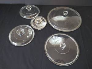 (5) Pyrex Lids- One is a Coffee Pot Style