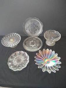 Misc Decorative Glass Plates, Including Federal Glass, Anchor Hocking, Etc