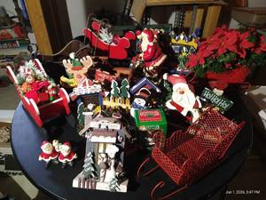 Huge Lot of Santa & Sleigh Related Christmas Decor