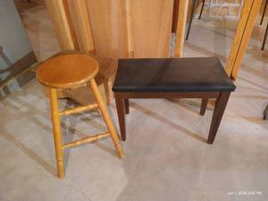 Piano Bench & Wooden Stool