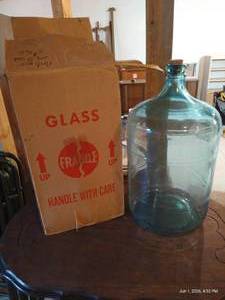 Antique 5 Gallon Glass Jug With Box & Cork