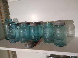 Vintage Blue Ball Jars - Qt & 12 Gal With Lids