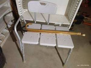 Shower Bench & (2) Vintage Canes