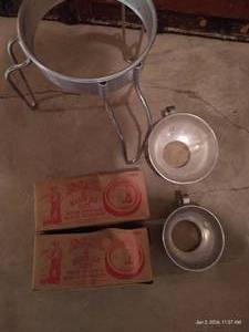 Vintage Wearever Cone Collander Stand, Canning Jar Lids And Canning Funnels