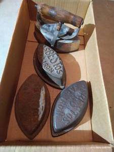 (4) Antique Asbestos Sad Irons With (1) Handle