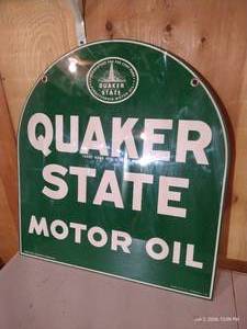 Awesome Vintage 1974 Double-Sided Metal Quaker State Sign