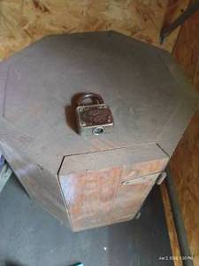 Small Wood Box With Antique Padlock