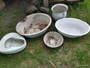 Enamelware Lot With Bed Pan