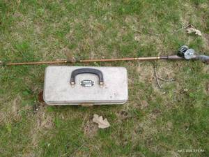 Vintage Fishing Rod & Tackle Box With Lures