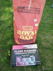 Box of (54) Premium Ceramic Briquettes & Bag of Charcoal Briquettes