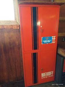 (2) Vintage Orange Niehoff Tune Up Wall Cabinets