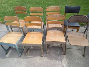 (8) Chairs - Mostly Wooden School Chairs
