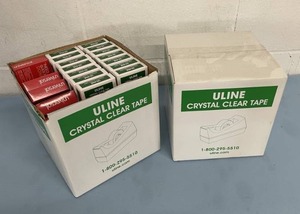 LOT of NEW Uline Crystal Clear Scotch Tape - 130 Rolls of General Purpose Transparent Tape S-14581