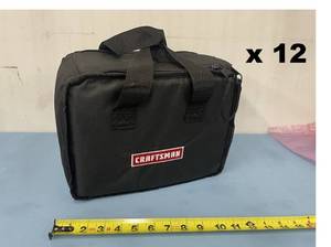 Lot of 12 NEW Craftsman Black Nylon Soft-Sided Tool Bag Storage Cases with Compartment Divider & Dual Zippers