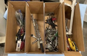 Miscellaneous LOT (4 Boxes) of Various Tools - Socket Wrench and Sockets, SawsCutting, Allen Wrenches & More