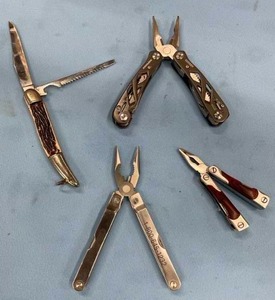 LOT of Miscellaneous Multi-Tools  Multitools and Vintage Folding Fish Scaler Pocket Knife