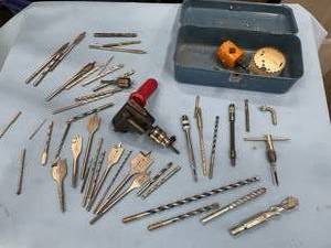 Miscellaneous LOT of Drill Bits & Power Drill and Accessories